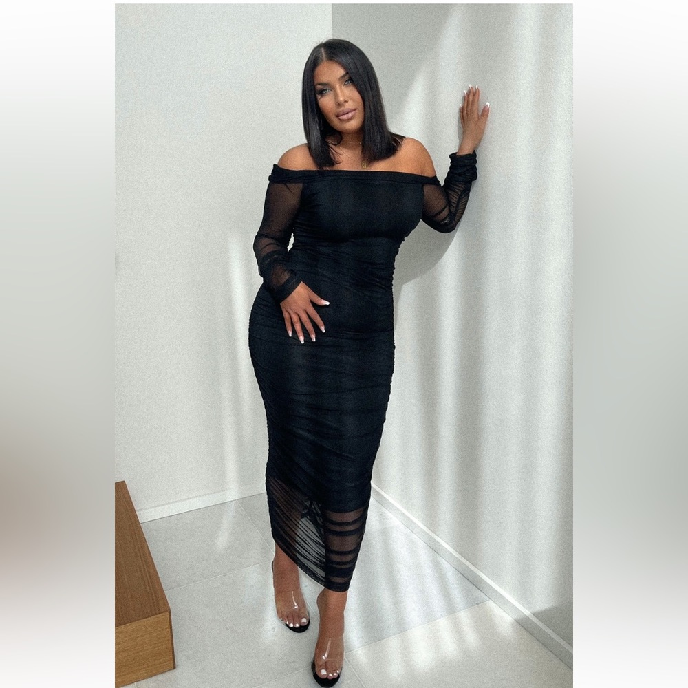 Top Trend Ruched Maxi Dress - Black